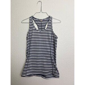 Lucy Activewear Tank Top Womens XS Gray White Striped Racerback